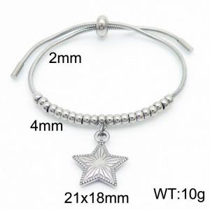 Stainless Steel Chain Bracelet with Star Pendant Color Silver Adjustable - KB169922-Z