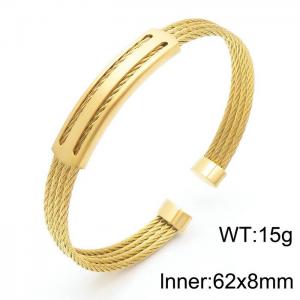 Gold-plated Stainless Steel Twisted Cable Cuff Bangle Bracelet for Men - KB169936-KLHQ