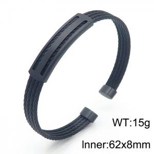 Stainless Steel Twisted Cable Cuff Bangle Bracelet for Men Color Black - KB169937-KLHQ