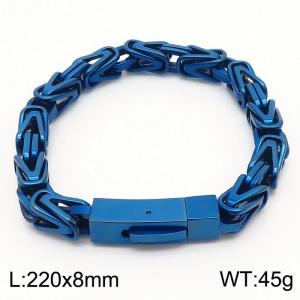 Stainless steel blue square buckle Byzantine chain bracelet - KB169949-KFC