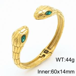 316L stainless steel cast C-shaped spring opening snake shaped gold bracelet - KB169953-KJX