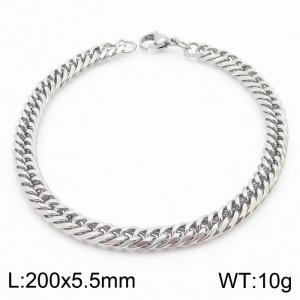 Stainless Steel 5.5mm Cuban Link Bracelet 18K Silver Plated Fashion HIP HOP Jewelry Bracelet - KB169968-TK