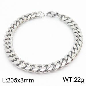 Stainless Steel 8mm Cuban Link Bracelet 18K Silver Plated Fashion Hip Hop Jewelry Bracelet - KB169974-TK