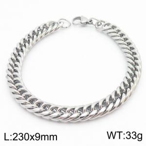 Stainless Steel 9mm Cuban Link Bracelet Silver Plated Fashion Hip Hop Jewelry Bracelet - KB169983-TK