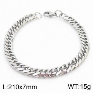 Stainless Steel 7mm Cuban Link Bracelet Silver Plated Fashion Hip Hop Jewelry Bracelet - KB169986-TK