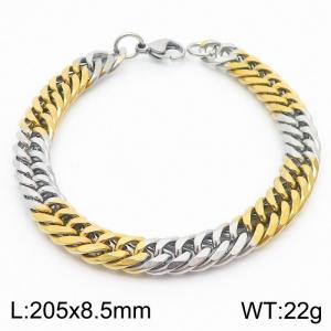 Stainless Steel 8.5mm Cuban Link Bracelet Silver&Gold Plated Fashion Hip Hop Jewelry Bracelet - KB169987-TK