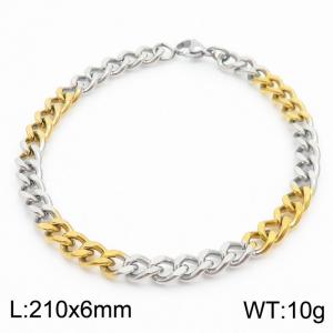 Stainless Steel 6mm Cuban Link Bracelet Silver&Gold Plated Fashion Hip Hop Jewelry Bracelet - KB169990-TK