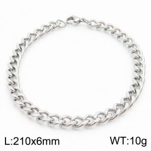 Stainless Steel 6mm Cuban Link Bracelet Silver Plated Fashion Hip Hop Jewelry Bracelet - KB169991-TK