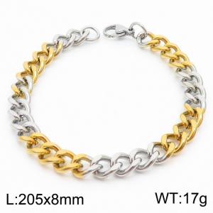 Stainless Steel 8mm Cuban Link Bracelet Silver&Gold Plated Fashion Hip Hop Jewelry Bracelet - KB169993-TK