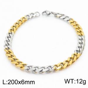 Stainless Steel 6mm Cuban Link Bracelet Silver&Gold Plated Fashion Hip Hop Jewelry Bracelet - KB169998-TK