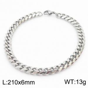 Stainless Steel 6mm Cuban Link Bracelet Silver Plated Fashion Hip Hop Jewelry Bracelet - KB169999-TK