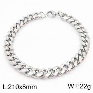 Stainless Steel 8mm Cuban Link Bracelet Silver Plated Fashion Hip Hop Jewelry Bracelet - KB170001-TK
