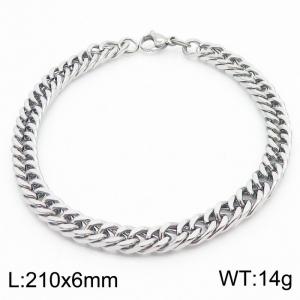 Stainless Steel 6mm Cuban Link Bracelet Silver Plated Fashion Hip Hop Jewelry Bracelet - KB170008-TK