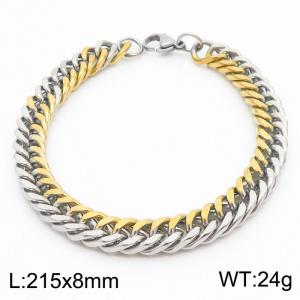 Stainless Steel 8mm Cuban Link Bracelet Silver&Gold Plated Fashion Hip Hop Jewelry Bracelet - KB170010-TK