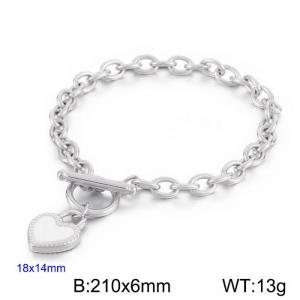 ins popular stainless steel style all-matching OT buckle heart bracelet women - KB170042-Z