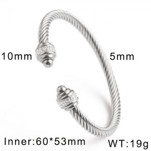 European and American fashion stainless steel twisted wire C-shaped open brick and stone jewelry silver bracelet - KB170071-WGQC
