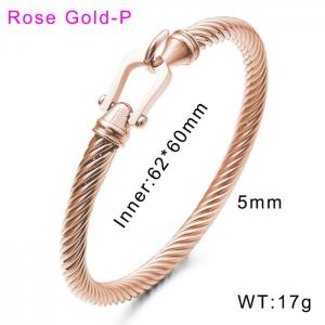 Stainless steel fashionable and simple twisted thread U-head hook buckle temperament rose gold bracelet - KB170074-WGQC