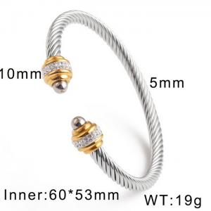 European and American fashion stainless steel twisted wire C-shaped open brick and stone jewelry color  bracelet - KB170078-WGQC