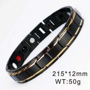 European and American fashion style stainless steel detachable magnet men's temperament gold&black bracelet - KB170080-WGTX