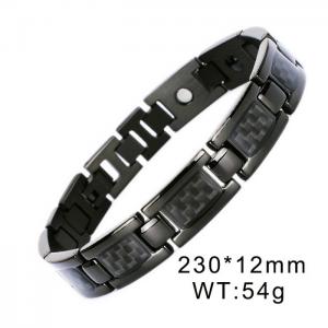 European and American fashion style stainless steel black carbon fiber magnet magnetic men's temperament black bracelet - KB170084-WGTX