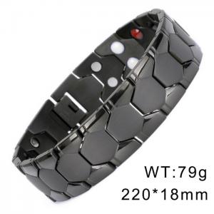 European and American fashion style stainless steel spherical hexagonal magnetic temperament black bracelet - KB170088-WGTX