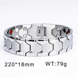 European and American fashion style stainless steel spherical hexagonal magnetic temperament silver bracelet - KB170090-WGTX