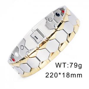 European and American fashion style stainless steel spherical hexagonal magnetic temperament gold&silver bracelet - KB170091-WGTX