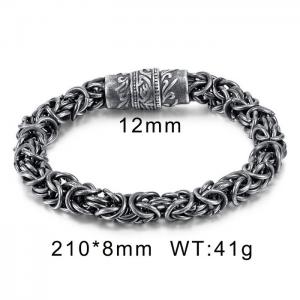Stainless steel 210 × 8mm Old Color Woven Chain Fashion Creative Pattern Magnet Buckle Bracelet - KB170094-WGTY