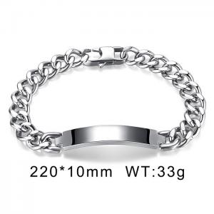 Stainless steel 220 × 10mm Cuban Chain Fashion Simple Rectangular Accessories Silver Bracelet - KB170097-WGTY