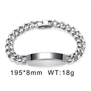Stainless steel 195 × 8mm Cuban Chain Fashion Simple Rectangular Accessories Silver Bracelet - KB170098-WGTY