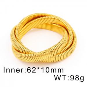 European and American stainless steel light luxury fashion snake shaped three-layer winding elastic gold bracelet - KB170100-WGYS