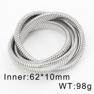 European and American stainless steel light luxury fashion snake shaped three-layer winding elastic silver bracelet - KB170101-WGYS