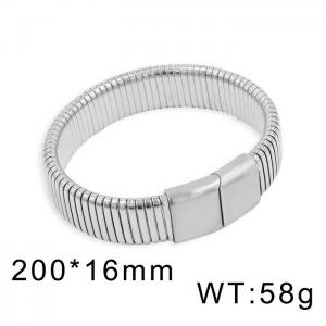 European and American stainless steel light luxury fashion snake shaped rectangular buckle elastic silver bracelet - KB170104-WGYS