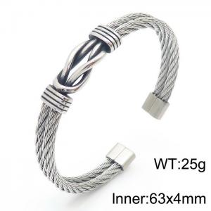 Wholesale Mens Stainless Steel Cable Bracelet Wrist Cuff Bangle - KB170129-KLHQ