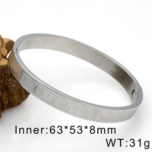 8mm stainless steel Roman numerals silver bracelet for women - KB170137-WGHL