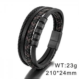 Europe and the United States cross-border fashion stainless steel DIY beaded multi-layer braided leather rope bracelet - KB170150-WGXR