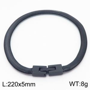 220mm Unisex Casual Black-Plated Stainless Steel Snake Bone Chain Bracelet - KB170157-KFC