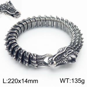 220mm Men Punk Stainless Steel Oriental Dragon Links Bracelet - KB170163-KJX