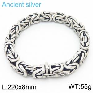 8mm Vintage Link Chain Stainless Steel Bracelet  Ancient Silver Color - KB170268-KJX