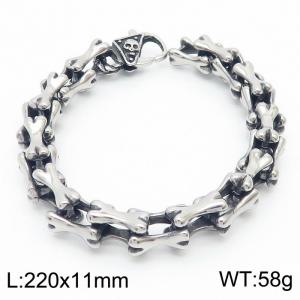 11mm Punk Skull Stainless Steel Bracelet Silver Color - KB170270-KJX