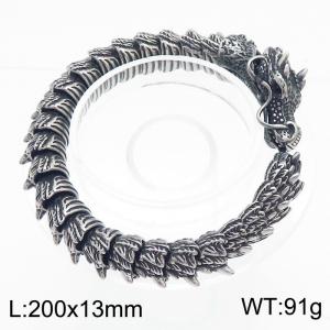Niche personalized punk stainless steel 200 × 13mm retro domineering faucet three-dimensional bracelet - KB170307-MZOZ