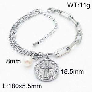 Stylish and minimalist cross titanium steel color bracelet - KB170338-Z