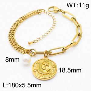 Fashionable and minimalist Moon Star Titanium Steel Gold Bracelet - KB170339-Z