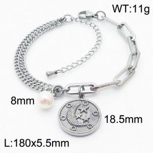Fashionable and minimalist Moon Star Titanium Steel Bracelet - KB170340-Z