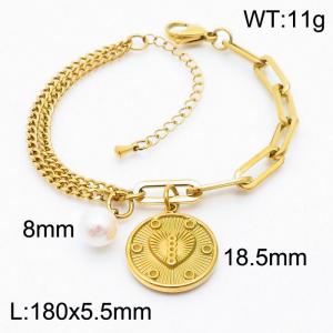Fashion and simple love titanium steel golden bracelet - KB170341-Z