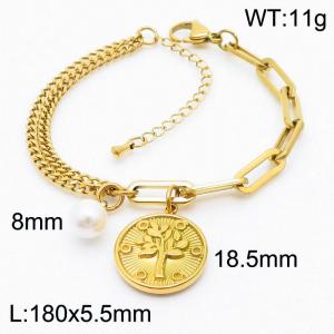 Temperament Versatile Christmas Tree Titanium Steel Gold Bracelet - KB170343-Z