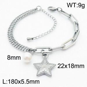 Personalized Fashion Pearl Star Titanium Steel Gold Bracelet - KB170348-Z