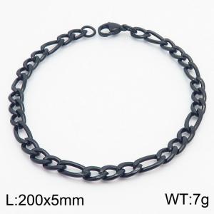 Stainless steel 200x5mm3：1 chain lobster clasp simple and fashionable black bracelet - KB170360-Z