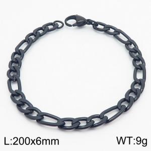 Stainless steel 200x6mm3：1 chain lobster clasp simple and fashionable black bracelet - KB170363-Z