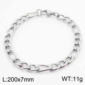 Stainless steel 200x7mm3：1 chain lobster clasp simple and fashionable silver bracelet - KB170368-Z
